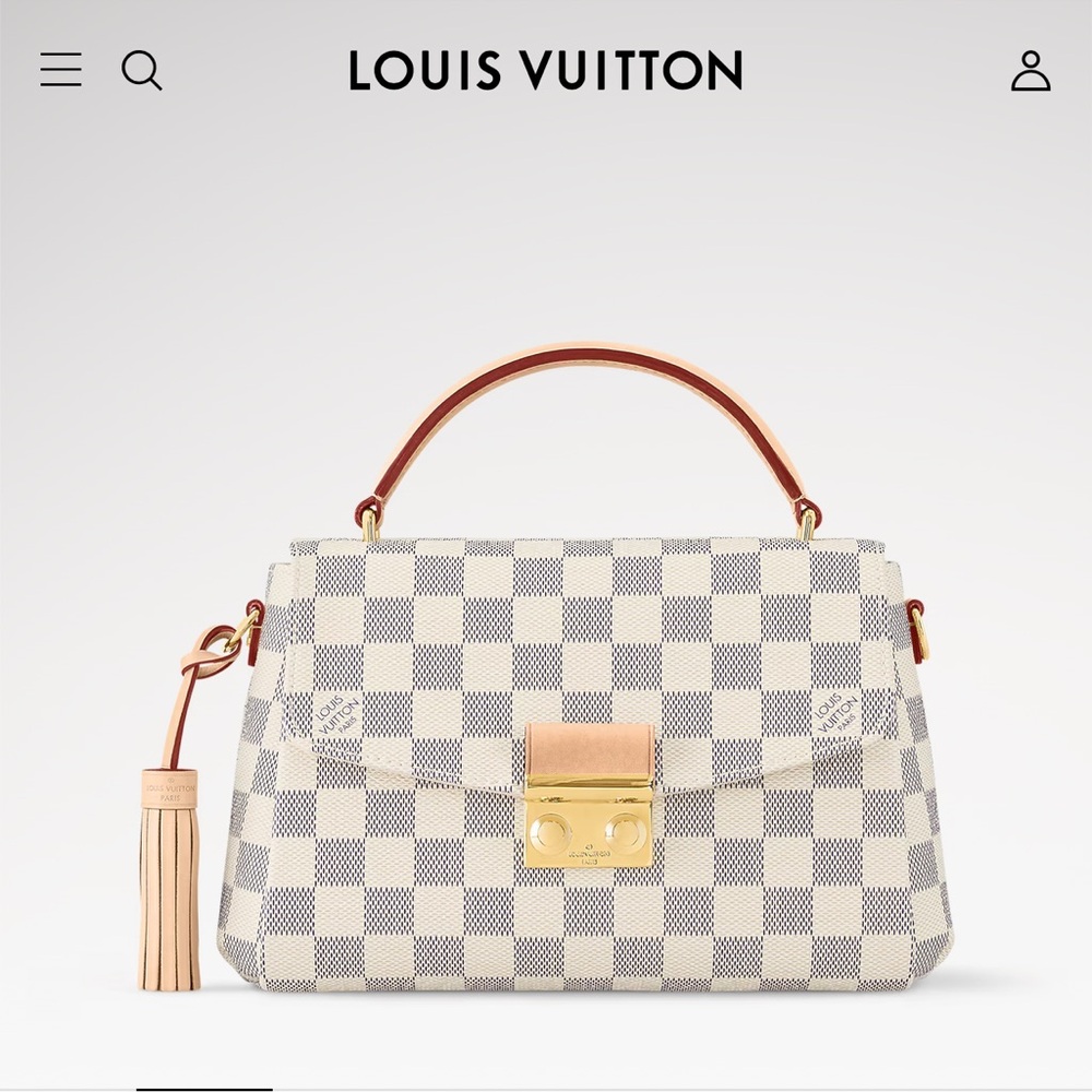 Louis Vuitton Damier Azur Croisette Shoulder Bag in White, Gray & Tan